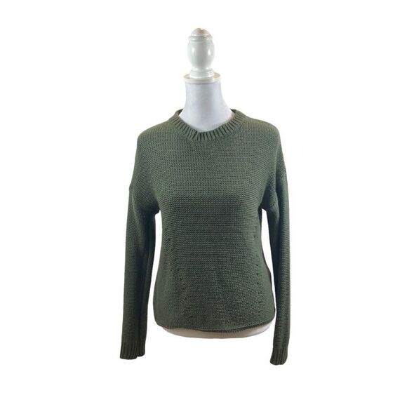 Don’t Ask Why Green Distressed Back Crew Neck Sweater Size Small - Picture 5 of 12